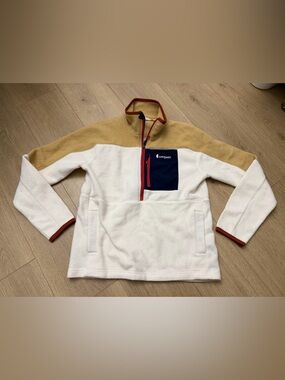 Cotopaxi Colorblock Fleece Pullover - White & Tan size medium